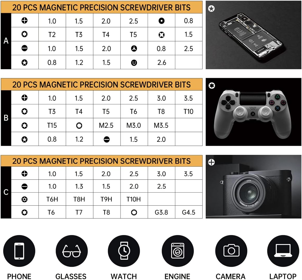 JAKEMY Cordless Electric Screwdriver,Upgraded 3 Gear Adjustable Torque Screwdriver kit Magnetic Precision Power with LED light USB Rechargeable Portable Laptop Repair Tool Kit, (JM-E21B)