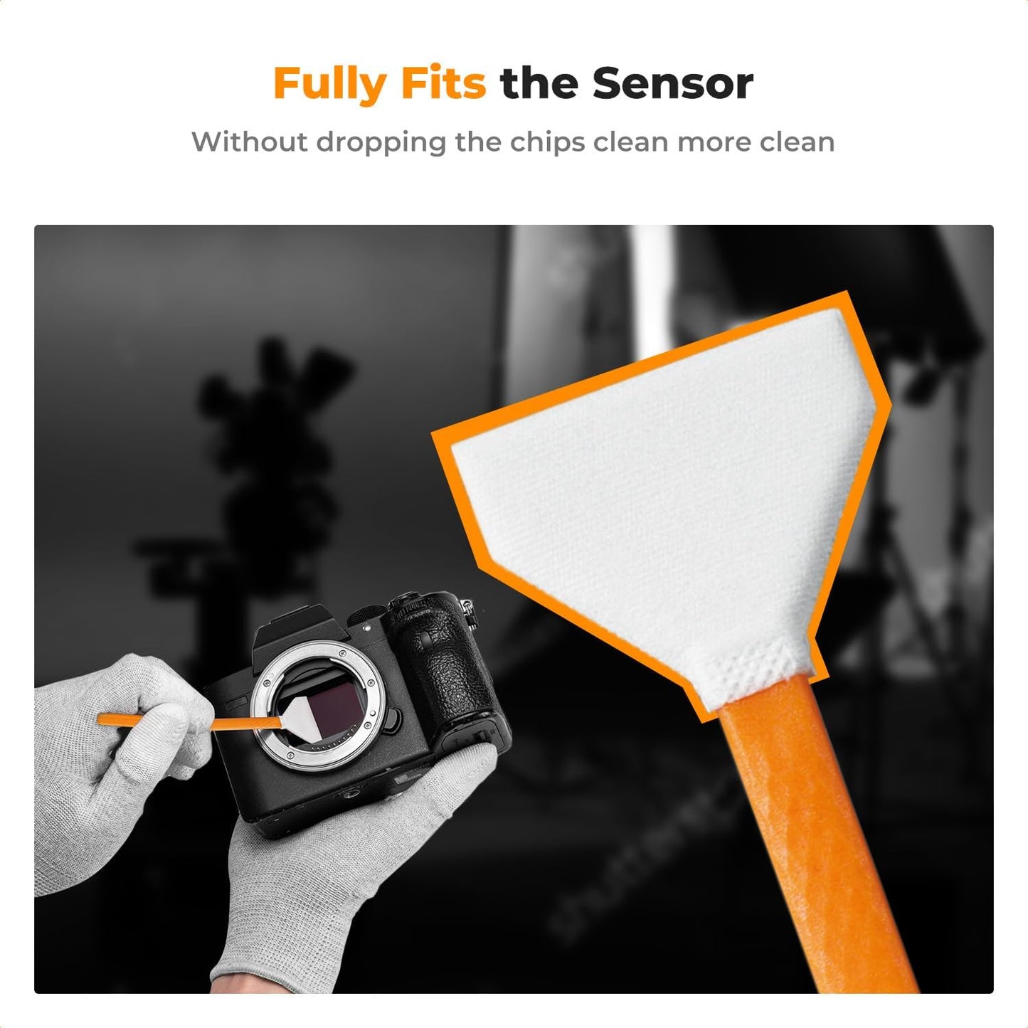 K&F Concept 6 Pack Full-Frame Sensors Cleaning Swabs, DSLR SLR Digital Camera Dry CCD CMOS Clean Swabs Compatible with Nikon Sony Canon DSLR Camera Sensor, 24mm x 20mm