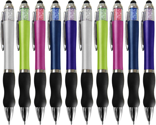 NC Ballpoint Pens 2 in 1 Stylus Pens Medium 1.0mm Point Black Ink with Stylus Tips for iPads (10 packs)