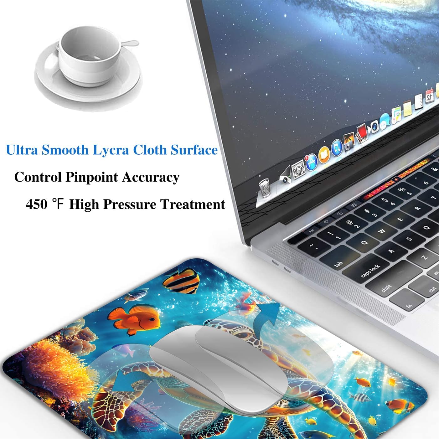 Sea Animal Colorful Turtle Mouse Pads for Desk, Portable Wireless Computer Mouse pad Small Design with Women, Non-Slip Rubber Base Laptop Mousepad 9.5" x 7.9" Smooth Surface for Office & Travel