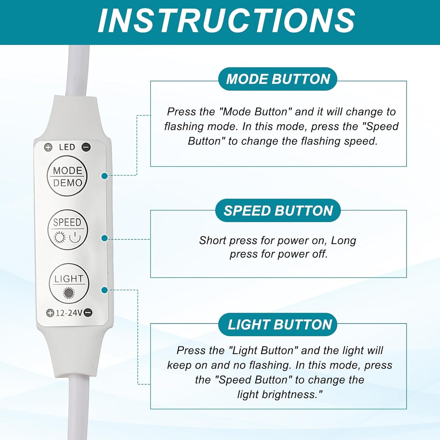 MECCANIXITY LED Strip Dimmer, 12V to 24V 6A Mini Brightness Adjustable Controller Lamp Switch with DC Plugs for Single Color Strips, White Pack of 4