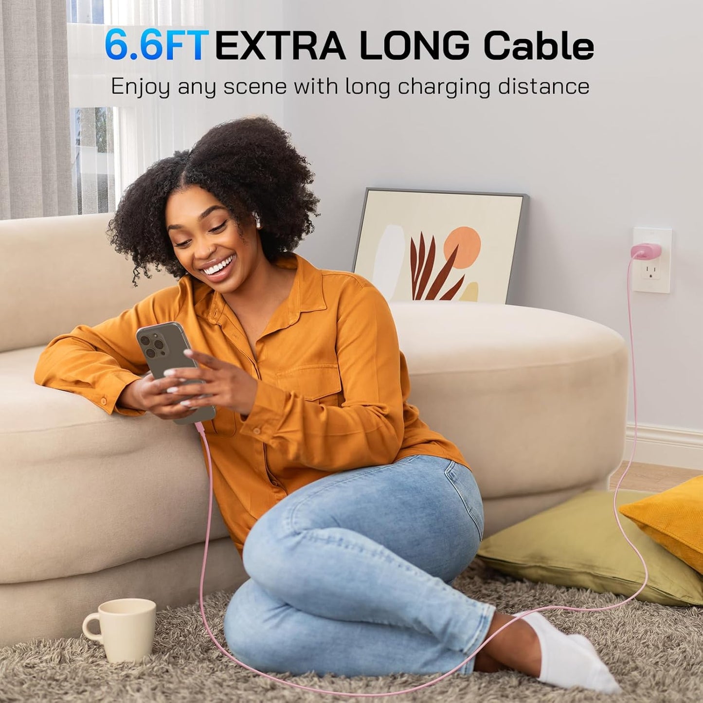 30W USB C i Phone 16 15 Charger Fast Charging, 2PACK Wall Charger for iPhone 16 15 Pro Max Charger Cord 6.6FT Fast Type C Charger Block for iPhone 16/16 Pro/15 Plus/15 Pro/15 Pro Max, iPad Pro, Pink