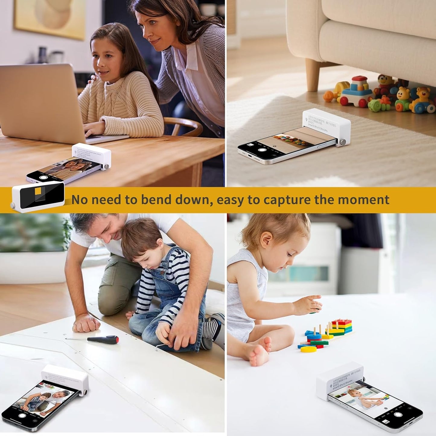 YZS Phone Camera Lens/Camera Mirror Adapter for iPhone 14 Pro/15/15 Pro/16/16 Pro ONLY - Overhead Shot & Unique POV Accessory for Content Creators, Tabletop Recording, Pet Videos & DIY Tutorials