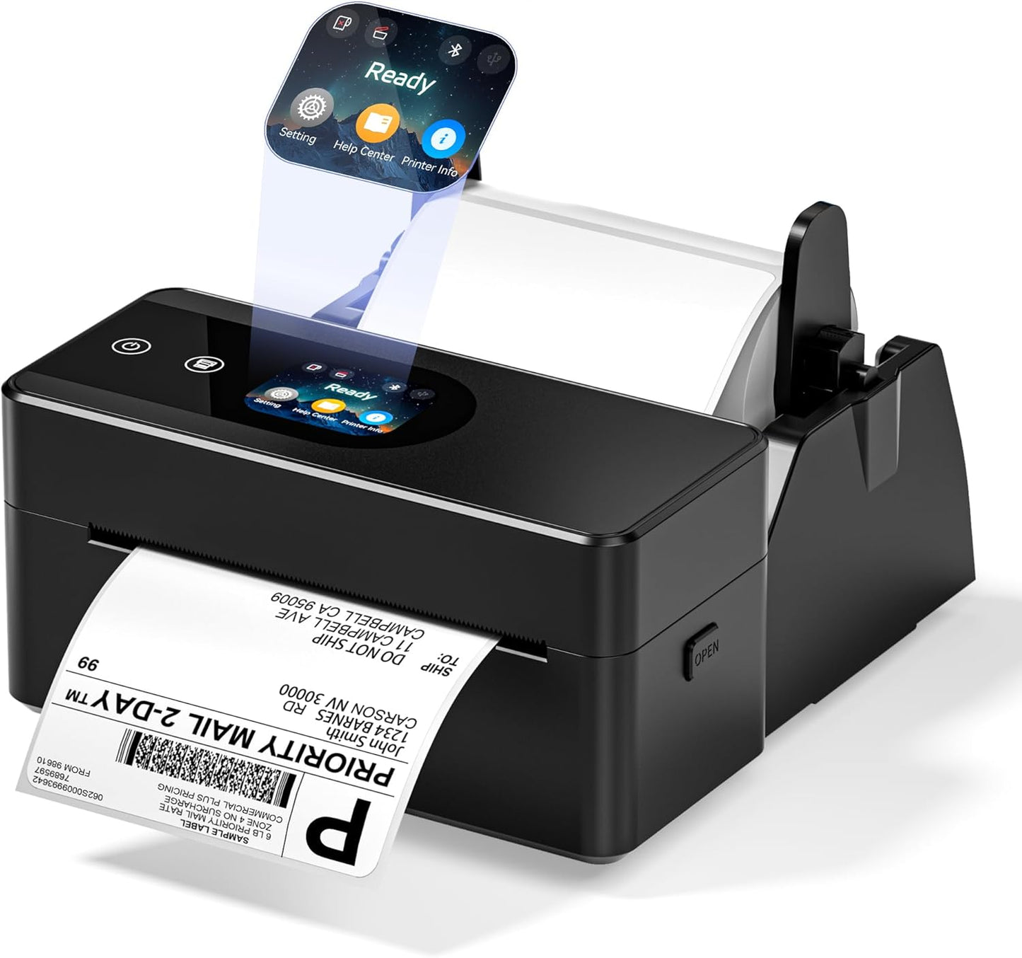 Bluetooth Shipping Label Printer with Touchscreen – Upgraded 4x6 Thermal Printer for Small Businesses & Shipping Packages, Compatible with Phone, PC and Tablet, Widely Used for Amazon, Shopify, Etsy