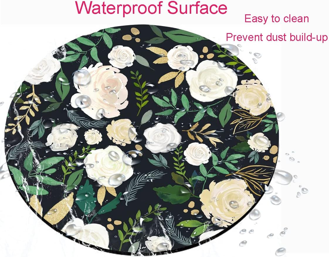 Round Mouse Pad, Floral Mouse Pad, Washable Mousepads with Lycra Cloth, Non-Slip Rubber Base Small Wireless Mouse Pads for Office Laptop, Flowers