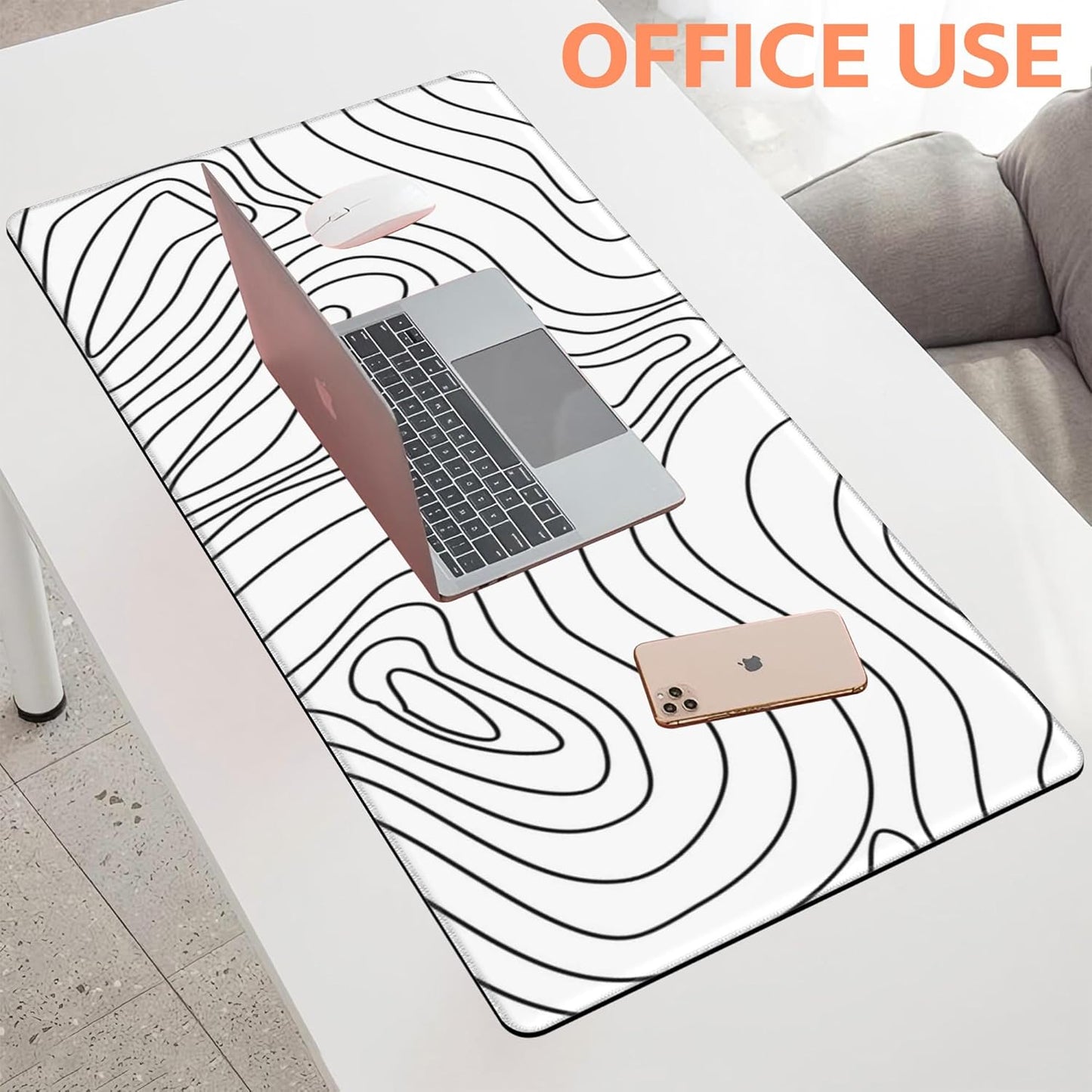 Mouse Pad Large Topographic Contour Map Non-Slip Game Desk Mat with Stitched Edge Laptop Keyboard Desk Pad for Work Home Gaming (35.4 x 15.7 Inches)