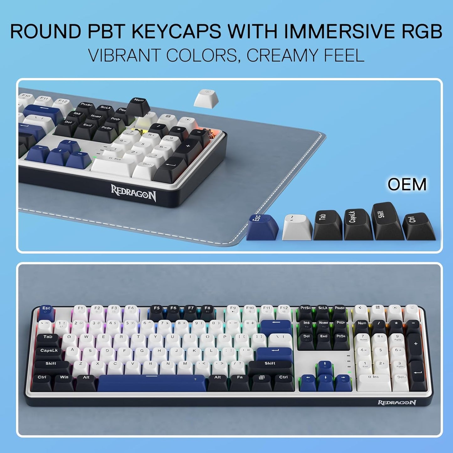 Redragon K689 Wired Gasket RGB Gaming Keyboard, 108 Keys Mechanical Keyboard w/Extra 4 Hotkeys, Upgraded Hot-swappable Socket, 3-Layer Noise Dampening, Mixed Color Keycaps, Custom Linear Switch
