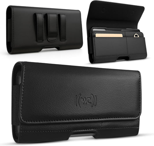 Phone Holster for Men with Credit Card Slot, Cell Phone Case, Fits iPhone 17/17 Pro 16/16 Pro 16e 15/15 Pro 14/14 Pro 13/13 Pro 12/12 Pro 11 XR– Belt Clip Carrying Phone Pouch Holder