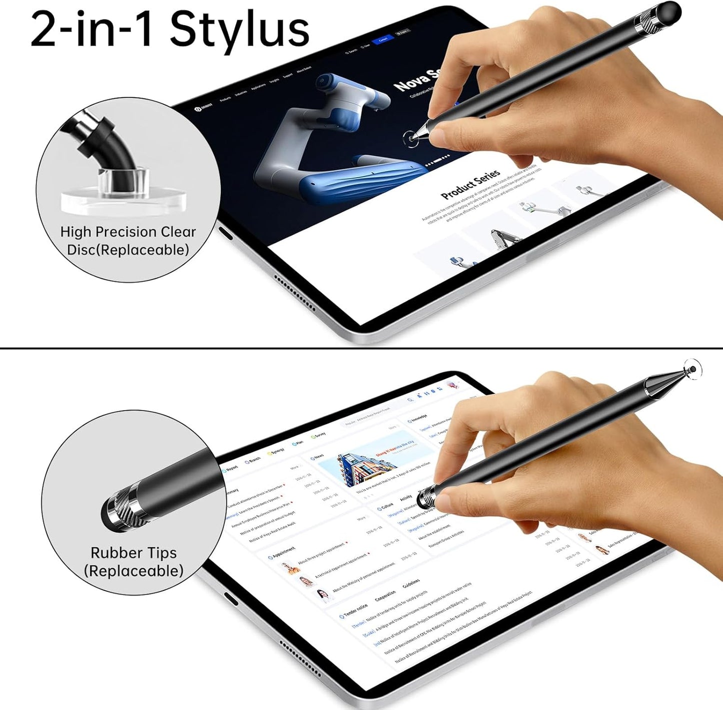 Stylus (10 Pcs),2-in-1 Stylus Pen for Touch Screen,High Precision and Sensitivity,Suitable for iPhone/ipad/Android Tablets,Compatible with All Touch Screens (Silver/Blue/Rose Gold/White/Black)