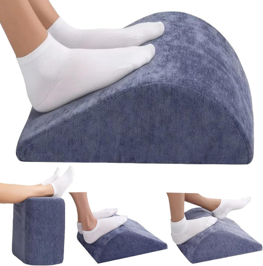 Foot Rest for Under Desk at Work Ergonomic Under Desk Footrest，Support Foot Pillow Double-Sided Footstool， for Office, Home & Gaming Leg Elevation Pillow Blue