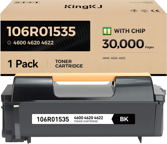 4600 4620 4622 Toner Cartridge Black 1-Pack High Capacity Replacement for Xerox 106R01535 Compatible with Xerox Phaser 4600 4620 4622 Laser Printer Copier Copy, 30,000 Pages Monochrome Ink