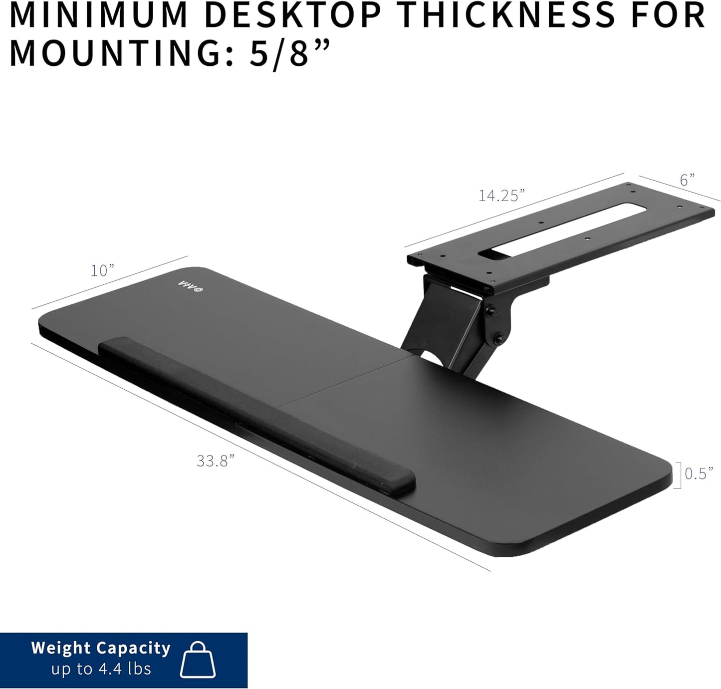 VIVO Adjustable Computer Keyboard and Mouse Platform Tray, 34 x 10 inch Ergonomic Under Table Desk Mount Drawer Underdesk Shelf, Black, MOUNT-KB36B