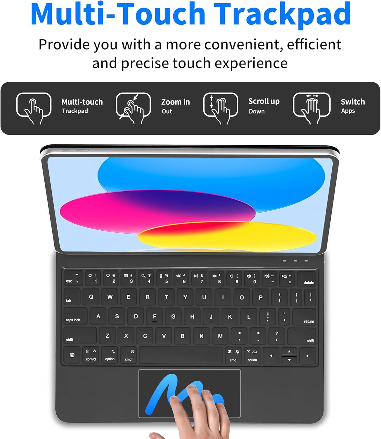 Keyboard Case for iPad 11th (A16, 2025) and iPad 10th Generation (10.9" 2022), Magic Keyboard for ipad 10th Generation with Multi-Touch Trackpad, Floating Cantilever Stand, Backlit Keys (Black)