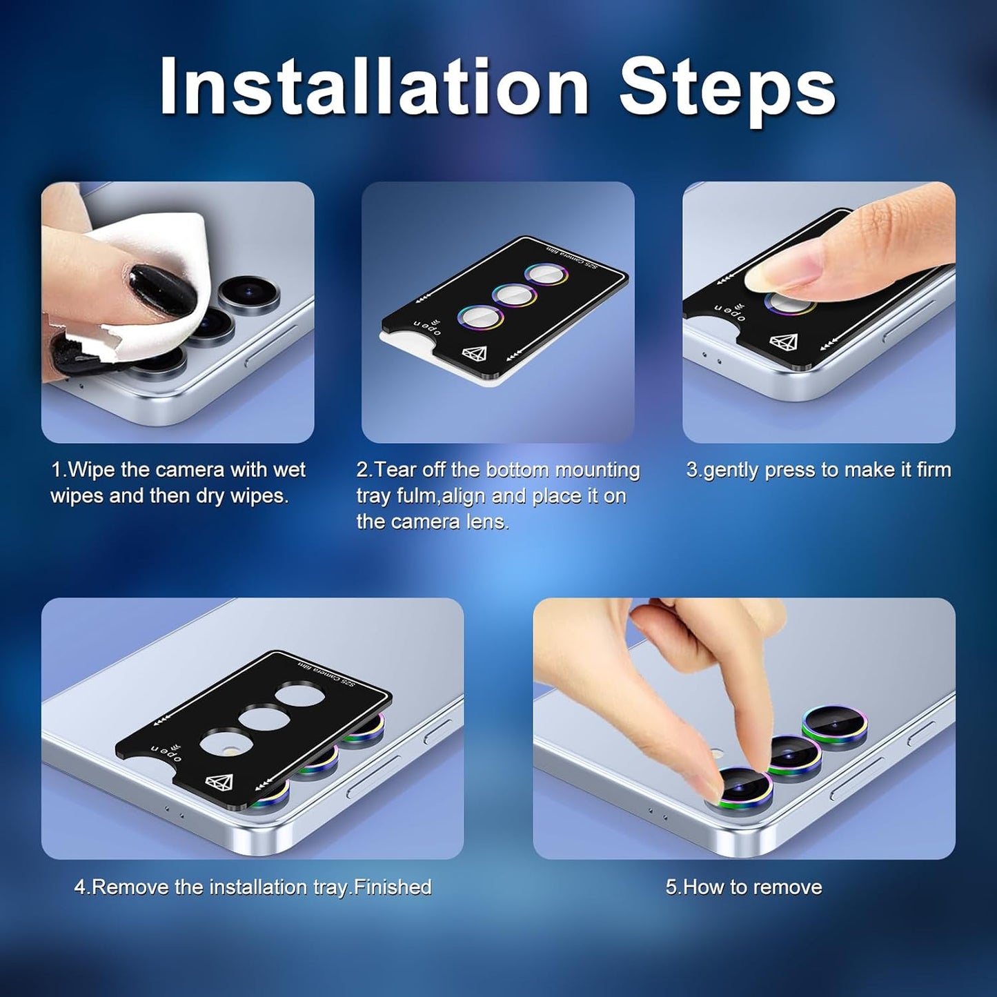 for Samsung Galaxy S25 Plus Camera Lens Protector, Individual Metal Ring Tempered Glass Lens Cover, [Strong Adsorption] Scratch Resistant Ultra-Thin HD Clear Lens Cover, 1 Set-Purple