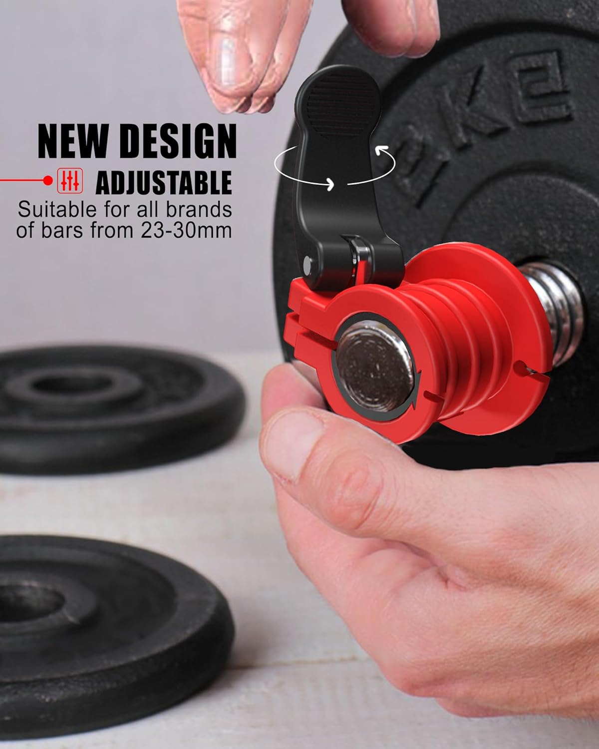 Pro Barbell Clips 1 inch Barbell Clamps 0.9-1.18inch Quick Release Weight Clips for Bars Multi-Size Adjustable Olympic Barbell Clamps