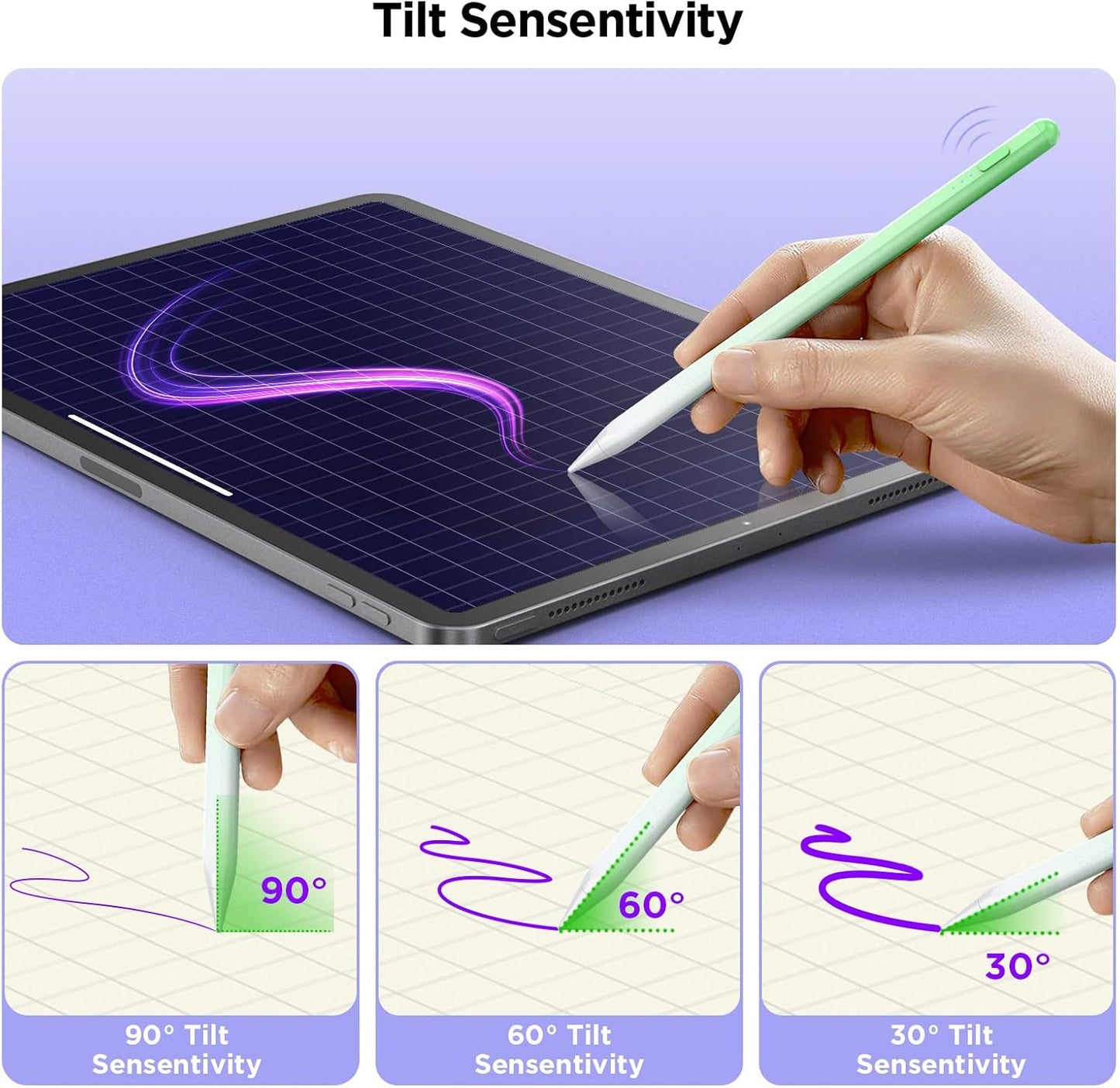 Stylus Pen for iPad 2018-2024, 15Mins Fast Charge for Apple iPad Pencil, Palm Rejection,Tilt Sensitivity,Pencil for iPad 10/9/8/7/6, iPad Pro 12.9"/11"/13" M4, iPad Air 5/4/3/11"-13" M2, iPad Mini 6/5