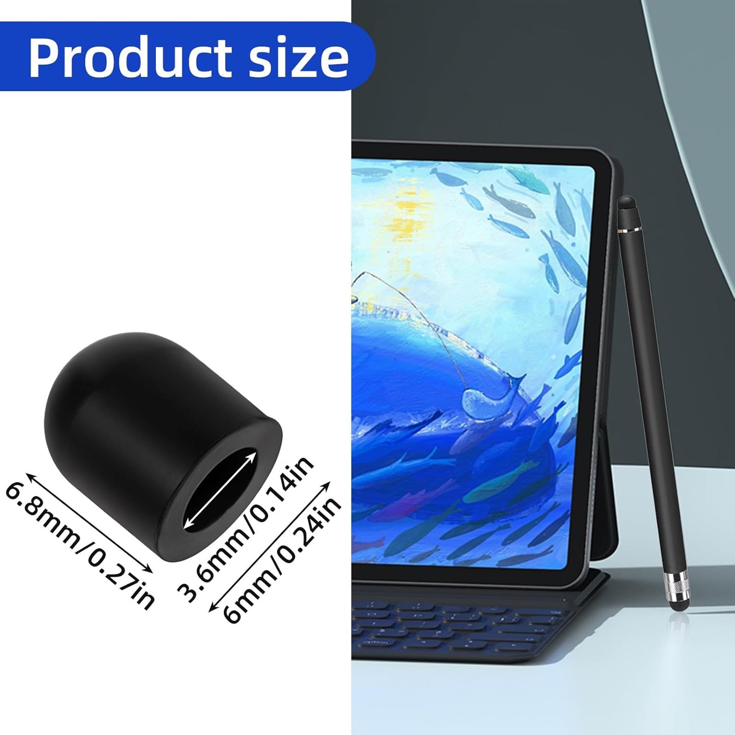 60 Pcs Rubber Tips for Stylus Pens,0.24inch (6mm) Diameter Replacement nibs for Touch Screen Pen Universal Stylus Ends,Surface Pen Tips