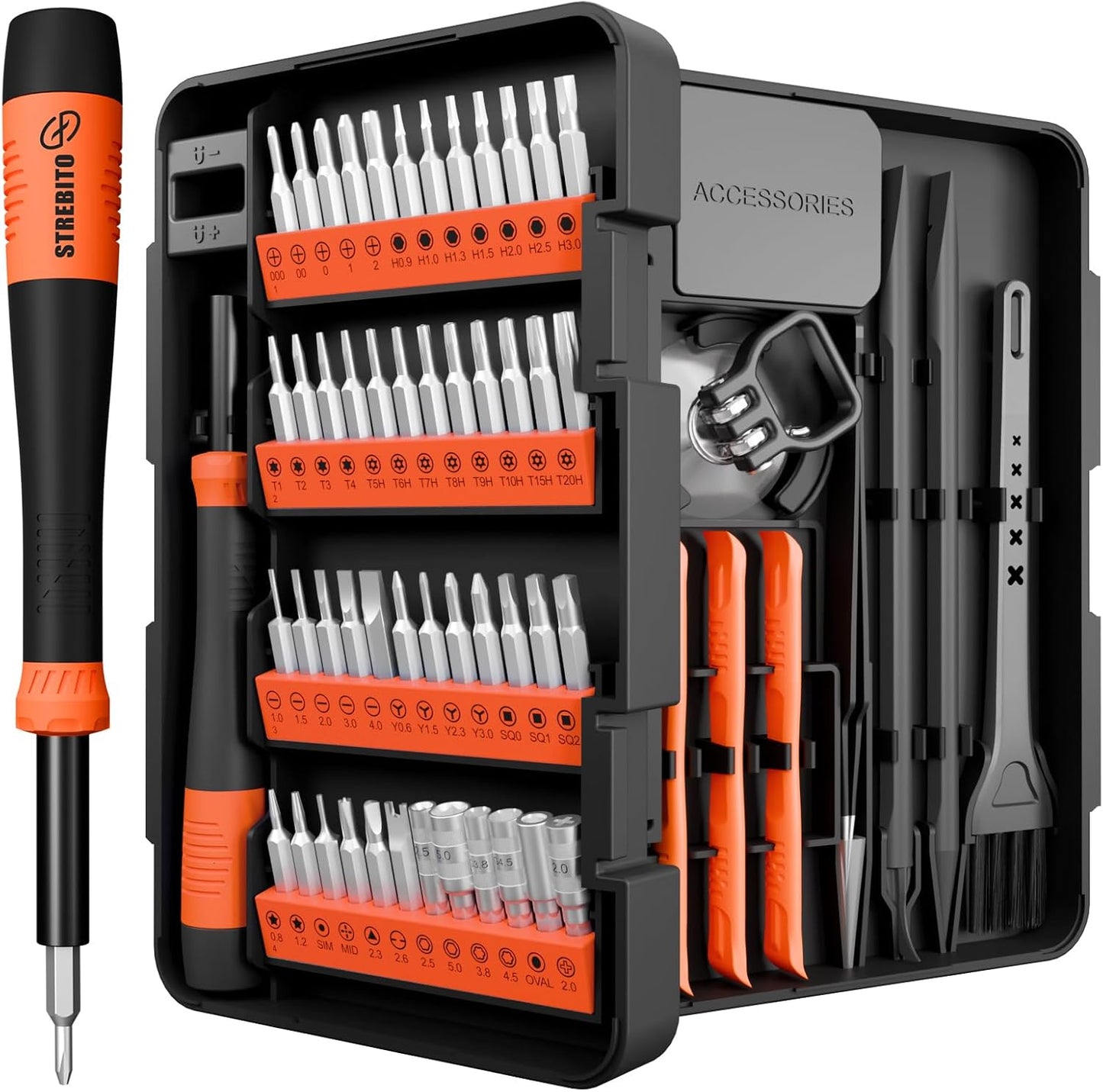 STREBITO Precision Screwdriver Set 64 in 1 Small Screwdriver Set with Torx, Triwing, Pentalobe Star, Mini Repair Tool Kit for Computer, PC, Laptop, Phone, PS5, XBOX, Switch, Eyeglasses, Electronic