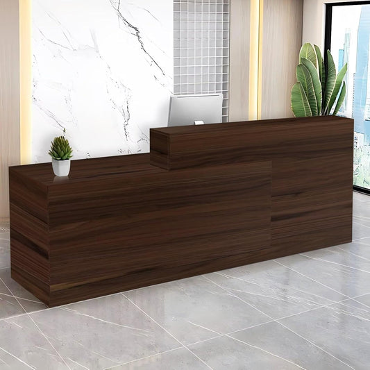 Reception Desk with Counter Modern Checkout Counter with Lockable Drawer Keyboard Tray Receptionist Desk for Office Salon Reception Table B Left 47inch/120cm