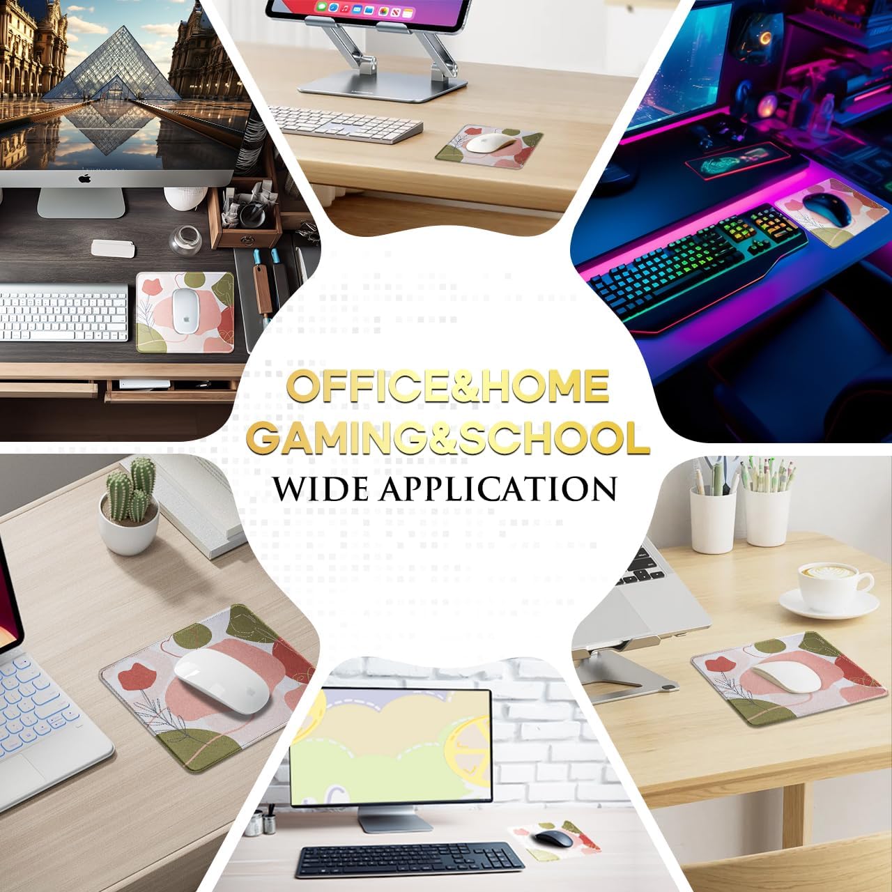 JIKIOU 3 Pack Mouse Pad with Stitched Edge, Comfortable Mouse Pads with Non-Slip Rubber Base, Washable Mousepads Bulk with Lycra Cloth, Mouse Pads for Computers Laptop Mouse 10.2x8.3x0.12in Rose