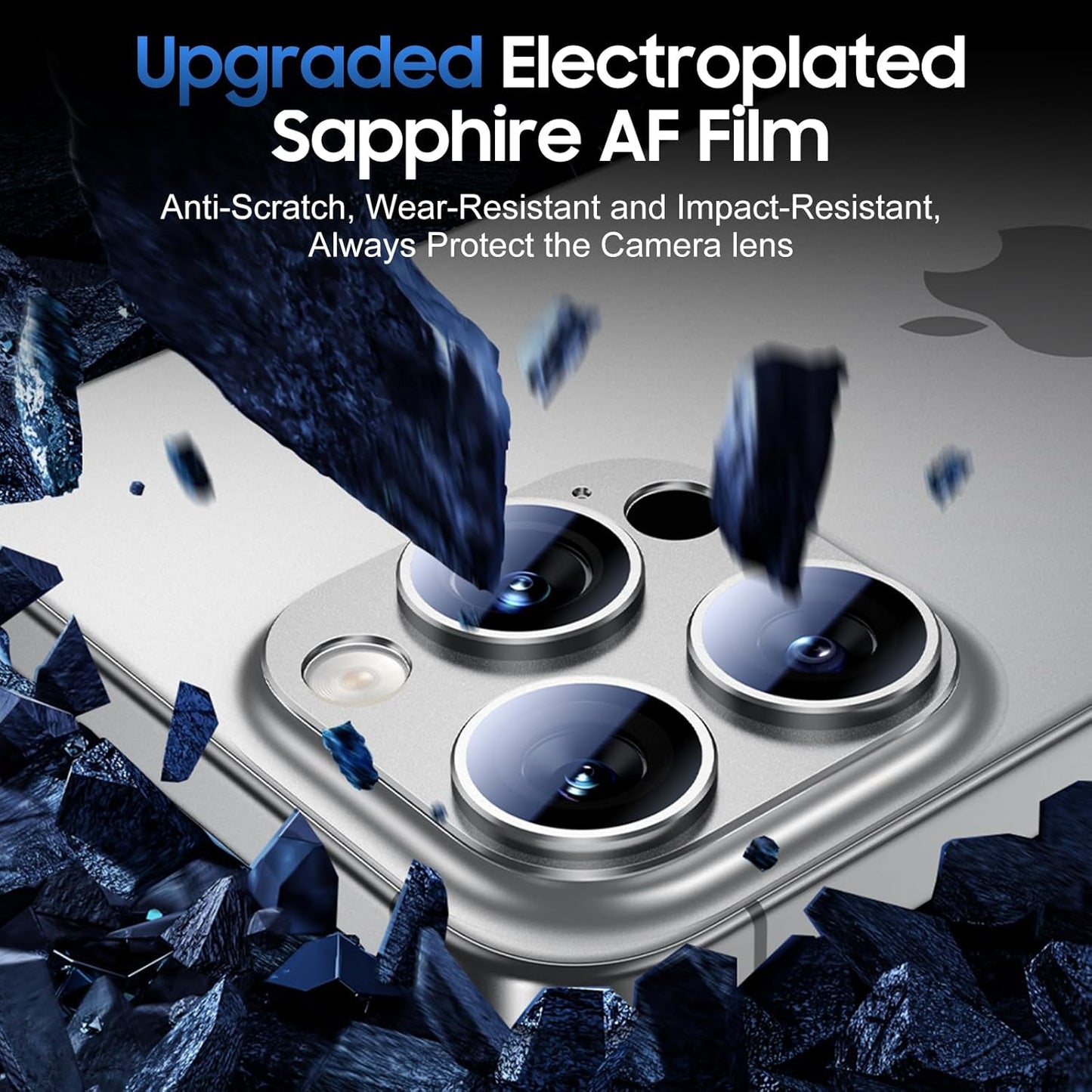 UniqueMe for 3 Pack iPhone 15 Pro/iPhone 15 Pro Max Camera Lens Protector, [Drop Protection] [Case Friendly] Camera Cover Screen [Update New Version] - All-Silver