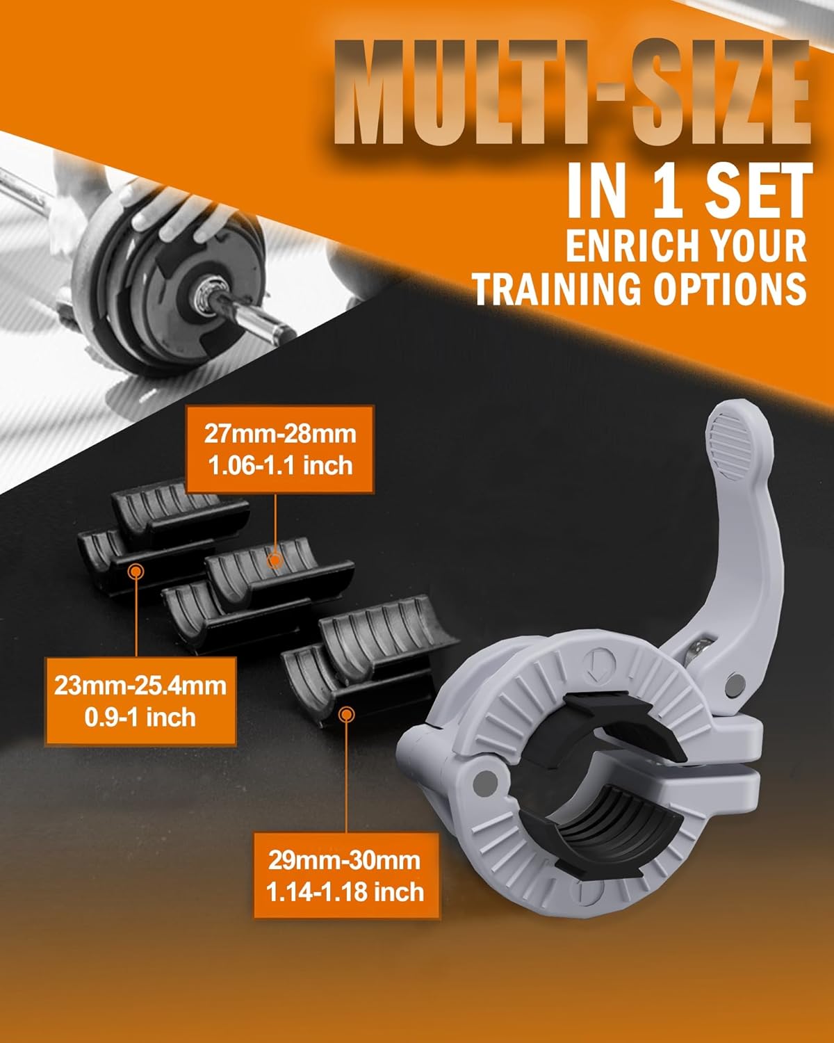 MAXRICH Barbell Clamp 1 inch Multiple Sizes & Adjustable Weight Clips for Quick Release Barbell Collars