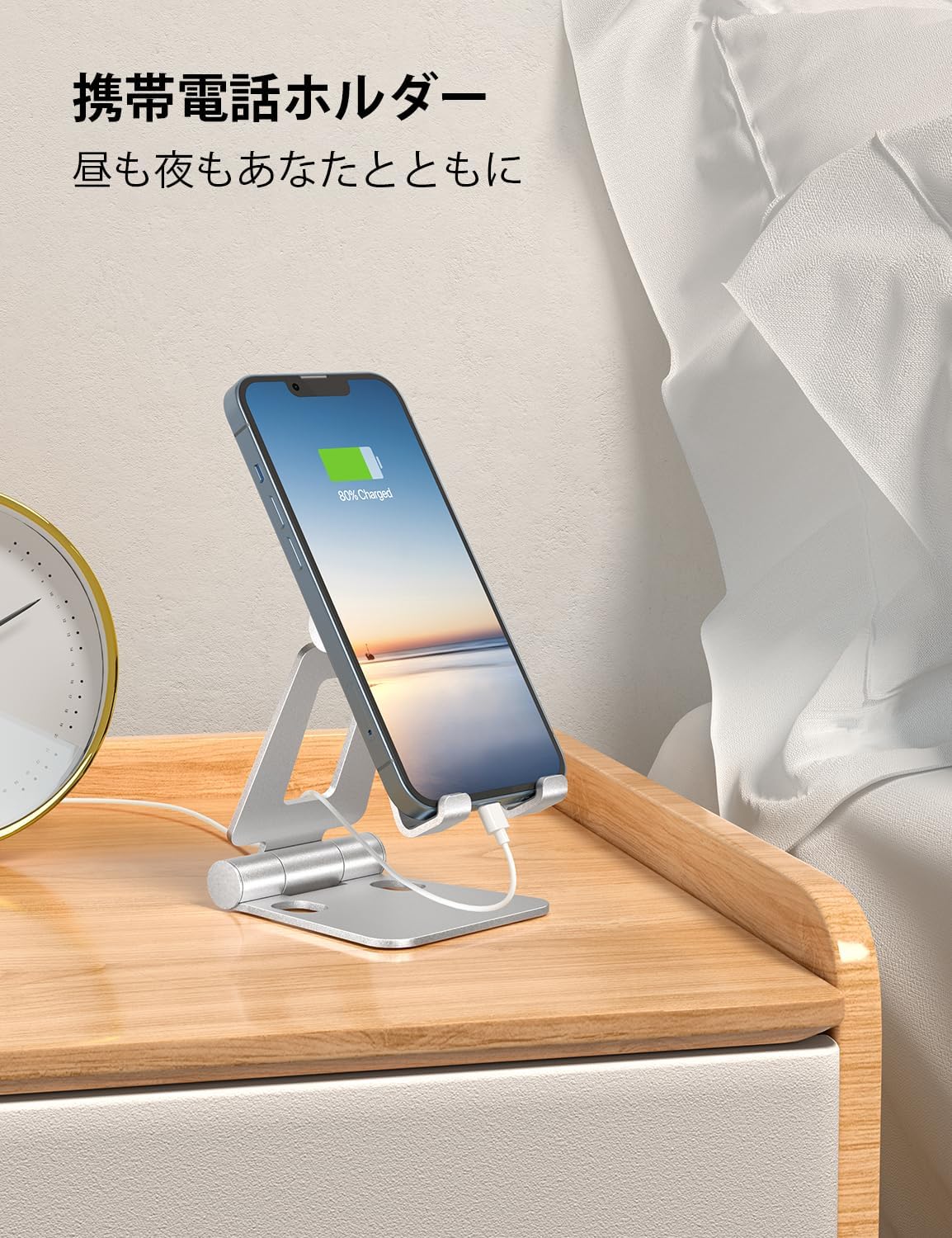 Nulaxy Dual Folding Cell Phone Stand, Fully Adjustable Foldable Desktop Phone Holder Cradle Dock Compatible with Phone 16 15 14 13 12 11 Pro Xs Xs Max Xr X 8, Nintendo Switch, All Phones - Silver