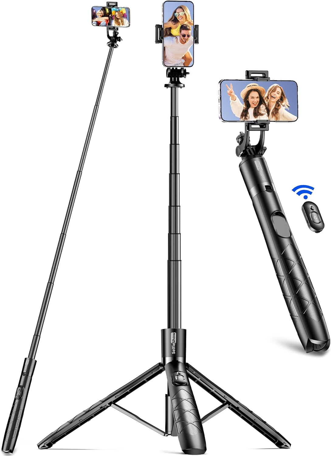 Aluminum 71" Phone Tripod with Remote, Extendable & Compatible with iPhone 15/14/13/Android/Camera