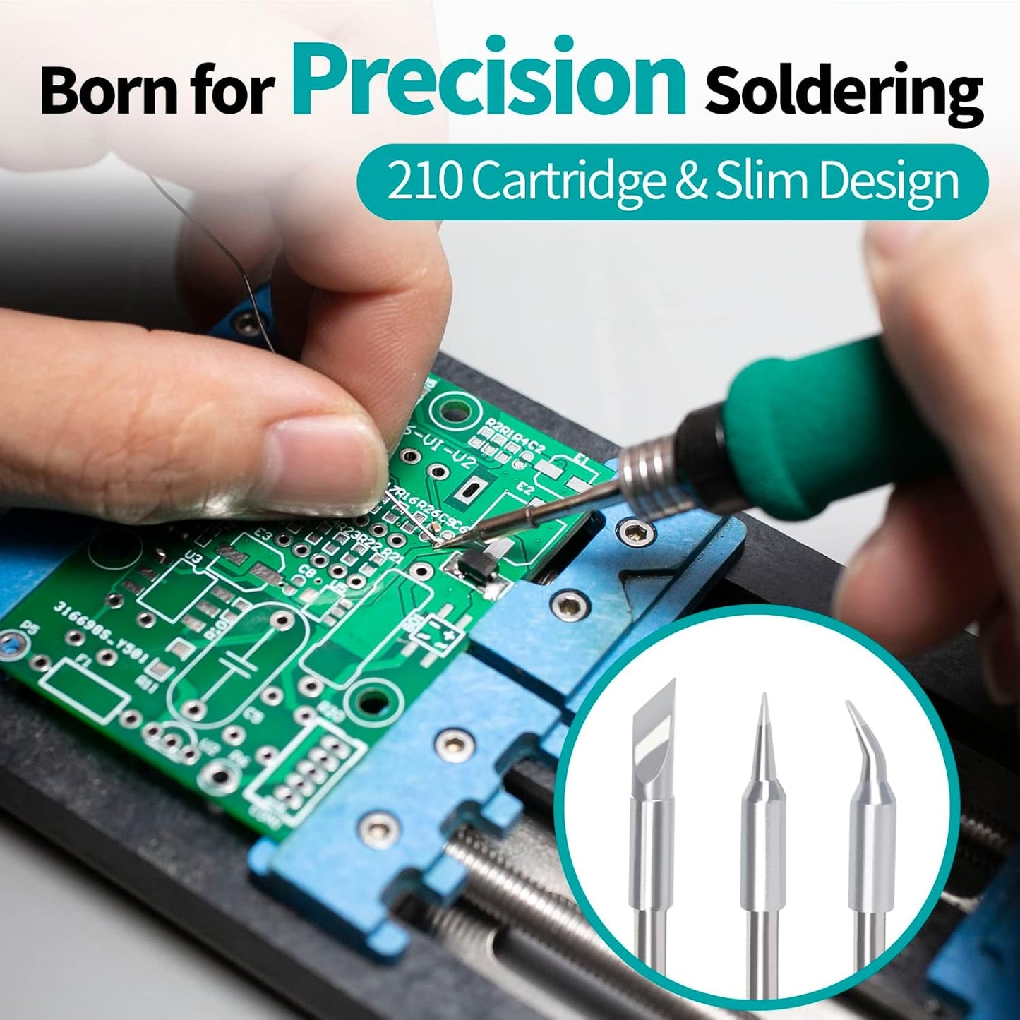 YIHUA 982 Precision Soldering Iron Station Kit with Digital LCD Display, 210 Soldering Tip Cartridge Compatible, Solder Wire Dispenser and, 4 Memory Channels, Auto Shutdown, Rapid Heating