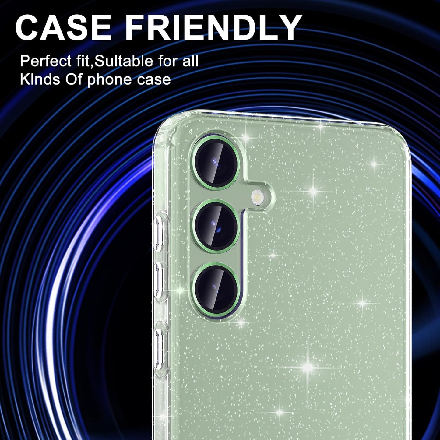 for Samsung Galaxy S25 Camera Lens Protector, Individual Metal Ring Tempered Glass Lens Cover, [Strong Adsorption] Scratch Resistant Ultra-Thin HD Clear Lens Cover, 1 Set-Light Green