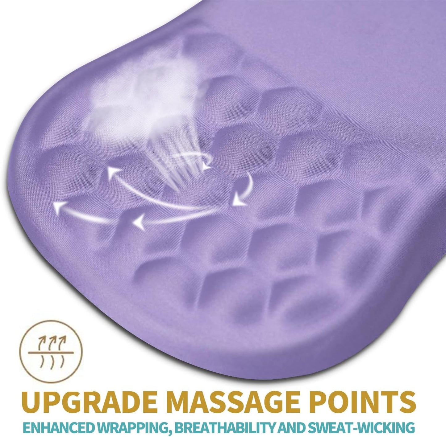 Hokafenle Ergonomic Mouse Pad Wrist Support with Massage Design, Wrist Rest Pain Relief Mousepad with Memory Foam&Non-Slip PU Base, Mouse Pads for Wireless Mouse & Desk (12x8 inch,Lavender)