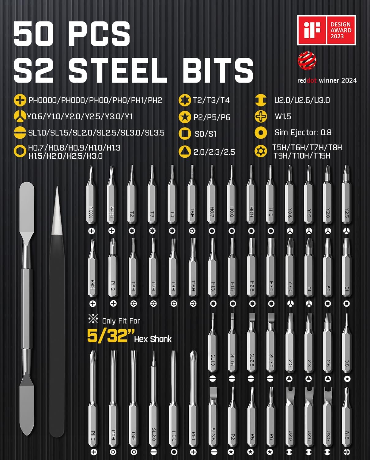 Fanttik E1 Max Electric Screwdriver, Mini Precision Screwdriver Set, 50 Magnetic Bits, Magnetic Storage, 5/32‘’Hex, Repair Tool Kit for Electronics Phone Camera Laptop Watch (White)