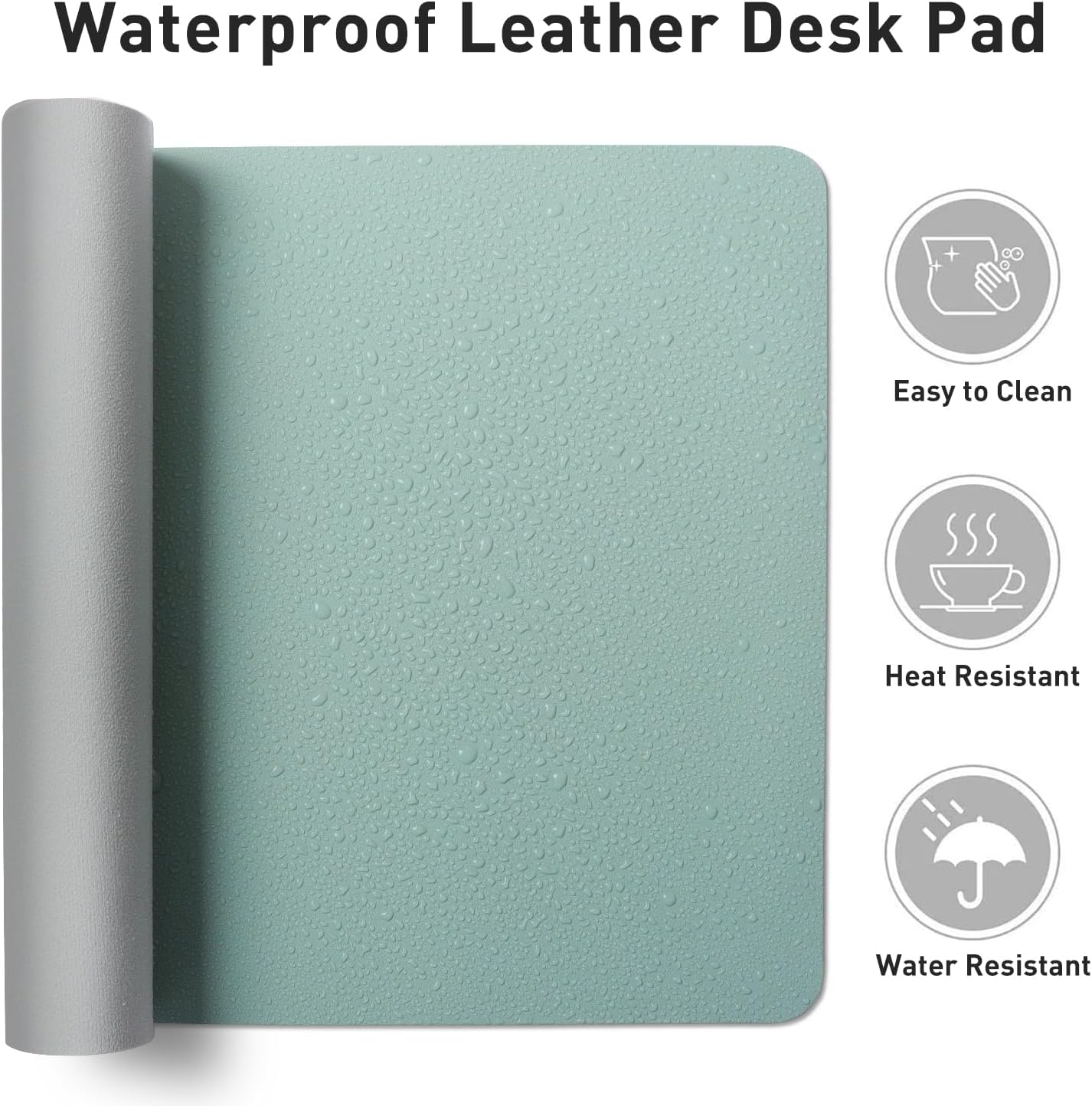 Aothia Leather Desk Pad Protector, Mouse Pad, Office Desk Mat, Non-Slip PU Leather Desk Blotter, Laptop Desk Pad, Waterproof Desk Writing Pad for Office and Home (48"x17", Light Blue)