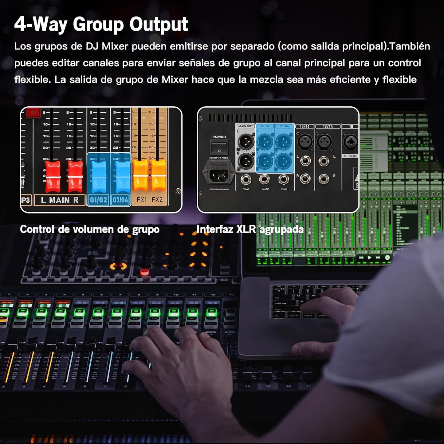 Professional Audio Mixer, 12 Channel Sound Board Mixing Console, Dual DSP Reverb Studio Mixer Board, Dual 7-Band EQ, 48V Phantom Power, 4 Group Stereo Output Input, PAD