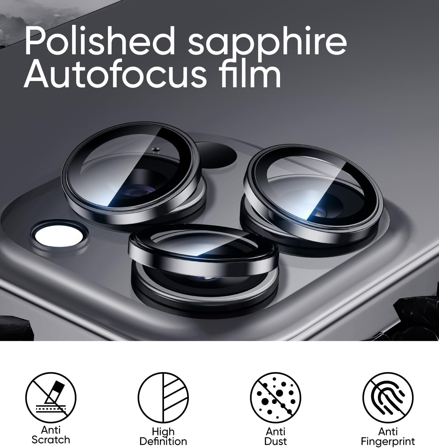 MAGIC JOHN for iPhone 16 Pro Max/16 Pro Camera Lens Protector [Alignment Kit&1:1 Invisible Perfect Fit] 9H Aerospace Tempered Glass Anti-Scratch Durable, Individual Cover Ring, Case Friendly, Set of 2, Silver