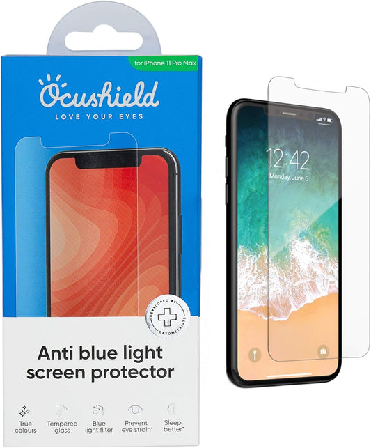 Ocushield Anti Blue Light Tempered Glass Screen Protector for iPhone SE - Protect Your Eyes Reduce Migraines & Improve Sleep
