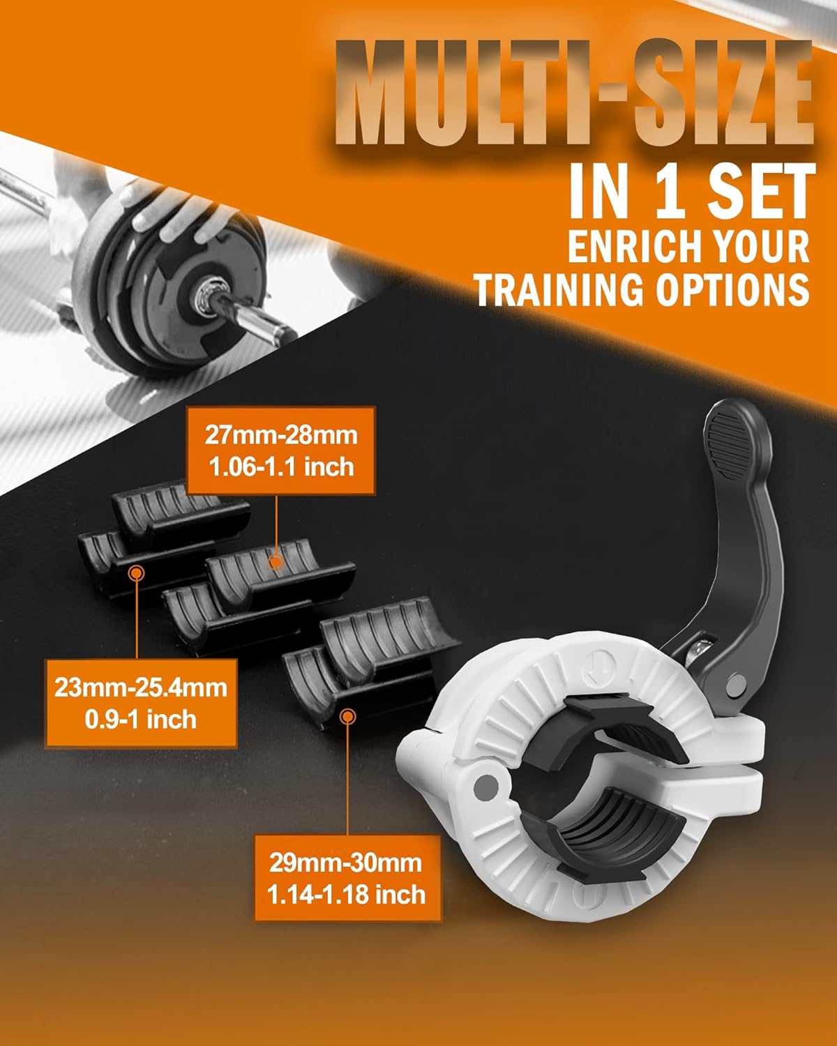 MAXRICH Barbell Clamp 1 inch Multiple Sizes & Adjustable Weight Clips for Quick Release Barbell Collars