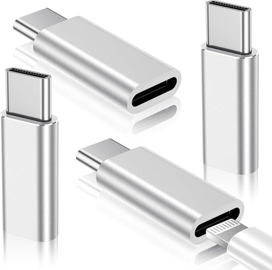 Temdan 4 Pack Lightning to USB C Adapter for iPhone 15/16 Pro/Pro Max/Plus, Samsung S24, Serial Adapter, Type C Charger Connector Cable, Accessories - Silver
