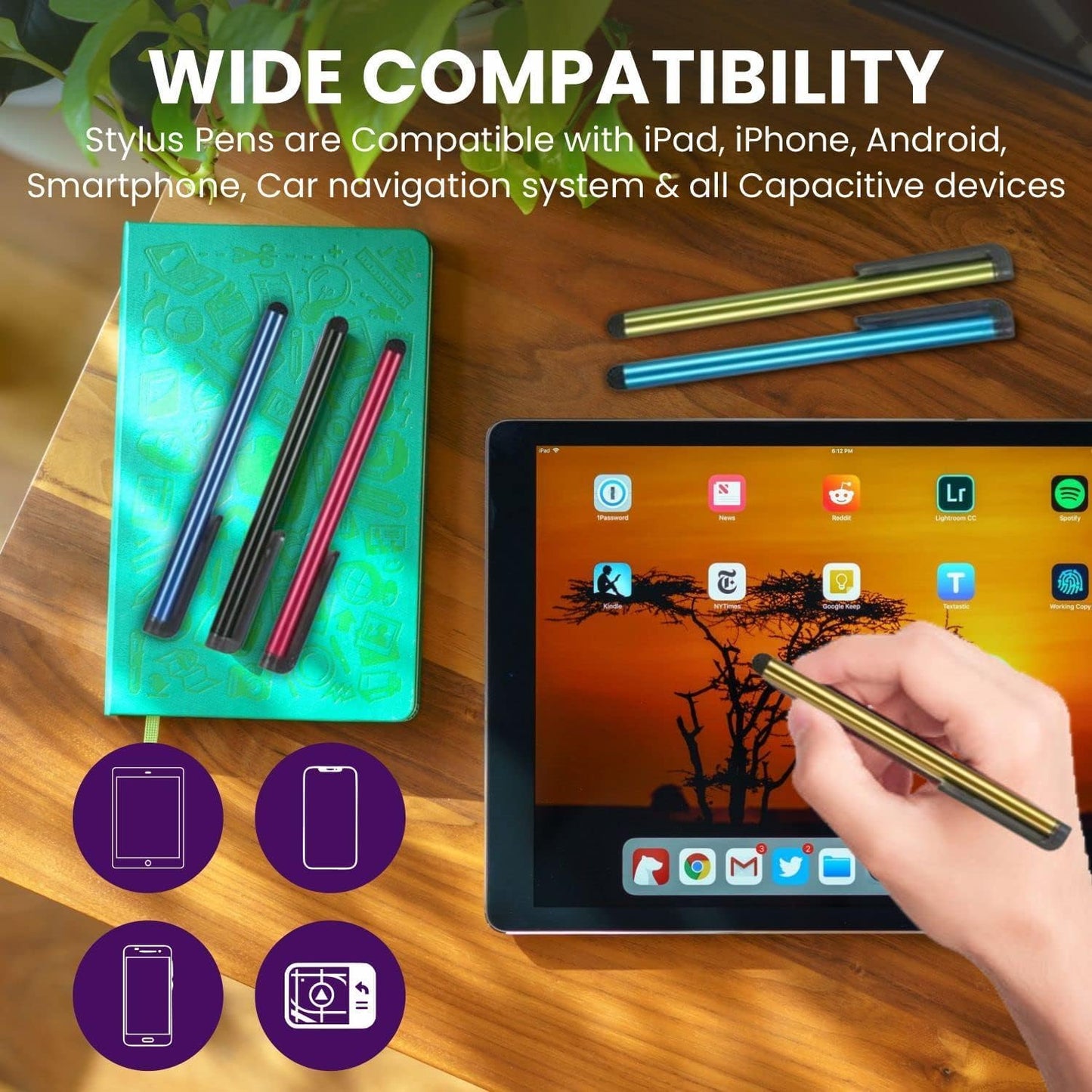 Stylus Pens for Touch Screens, 500 Pieces Stylists Pack Universal Colorful Long Metal, Touch Screen Pens for iPad, iPhone, Android, Galaxy, Chrome Book, Tablets, Assorted Colors All Touch Devices-4"