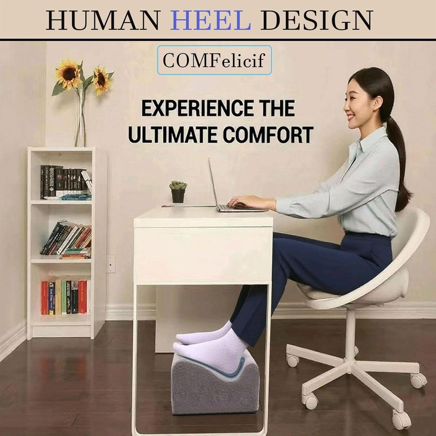 Foot Rest for Under Desk at Work, Ergonomic Under Desk Footrest with Washable Cover, Memory Foam Foot Stool for Office Chair & Gaming Chair, Back & Hip Pain Relief, Dark Gray
