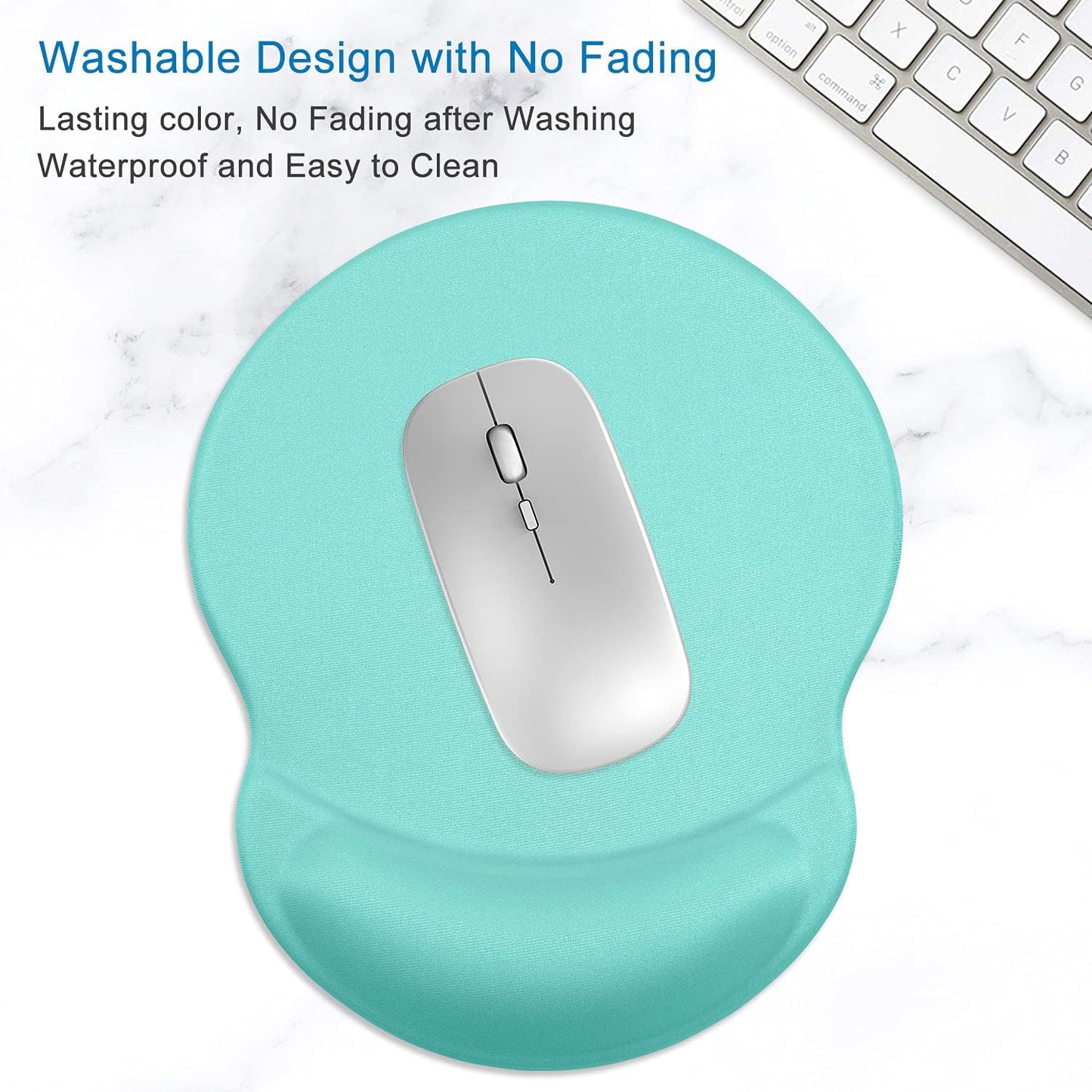 ITNRSIIET Ergonomic Mouse Pad with Gel Wrist Support Small Wrist Rest Smooth Surface Non-Slip PU Base Comfortable Office Supplies Pain Relief, 8.7 x 7.2 inches, Green