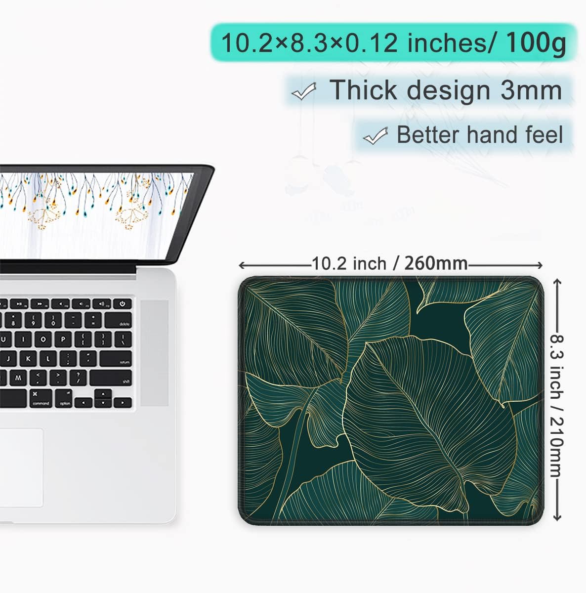 ITNRSIIET Mouse Pad with Stitched Edge Premium Textured Smooth Precise Operation Waterproof Washable Non-Slip Rubber Base Desktop Protection Mat, 10.2×8.3×0.12 inches, Palm Texture