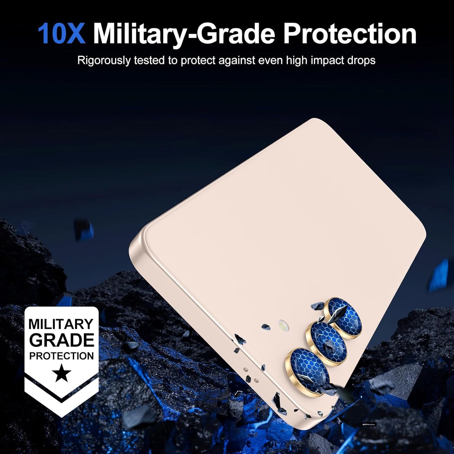 for Samsung Galaxy S25 Camera Lens Protector, Individual Metal Ring Tempered Glass Lens Cover, [Strong Adsorption] Scratch Resistant Ultra-Thin HD Clear Lens Cover, 1 Set-Gold Ring