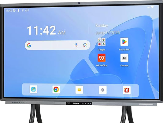 Shiarffe R9 Smart Board 75 Inch 4K Interactive Whiteboard Google EDLA-Certified All-in-One Touchscreen Digital Display Built-in 50MP AI Camera Mics and 60W Speaker for Classrom Hybrid Work