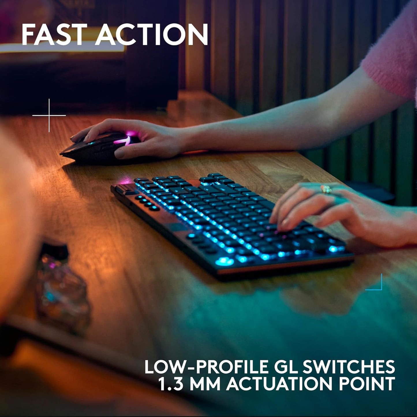 Logitech G915 X Lightspeed TKL Wireless Mechanical Gaming Keyboard, Double-Shot PBT Keycaps, Fully Programmable Keys, RGB Backlit Mac/PC Gaming Keyboards, Aluminum Finish, GL Tactile Switches, Black