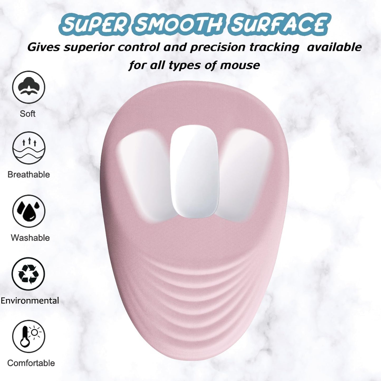 Ergonomic Mouse Pad Wrist Rest, Pink Mouse Pads with Wrist Support, Memory Foam Massage Design & Non-Slip PU Base MousePads for Pain Relief, Desk, Office, Home, Women