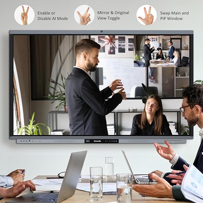 Shiarffe R9 Smart Board 65 Inch 4K Interactive Whiteboard Google EDLA-Certified All-in-One Touchscreen Digital Display Built-in 50MP AI Camera Mics and 60W Speaker for Classrom Hybrid Work