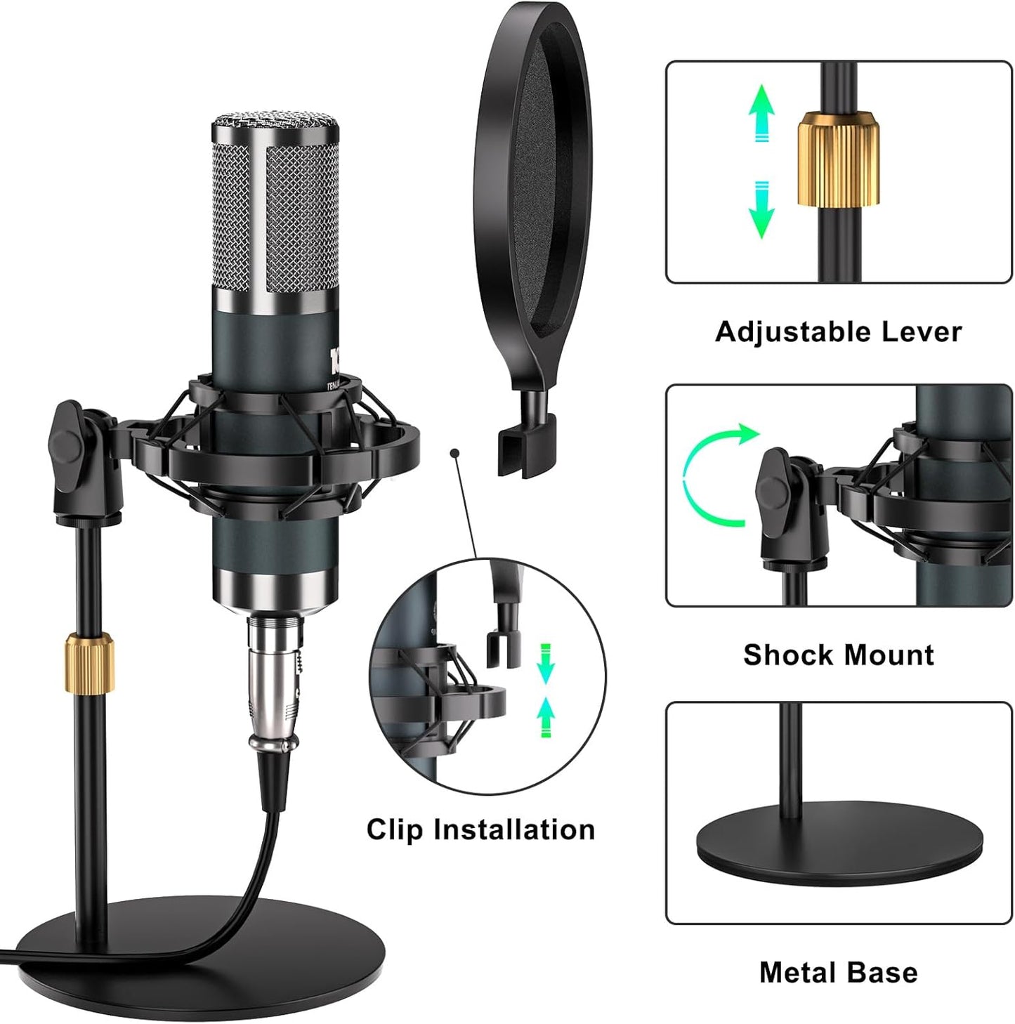 G10 podcast equipment bundled with audio mixer integrated podcast production studio, equipped with P15 microphone, used for live streaming, podcast recording PC,YouTube Recording