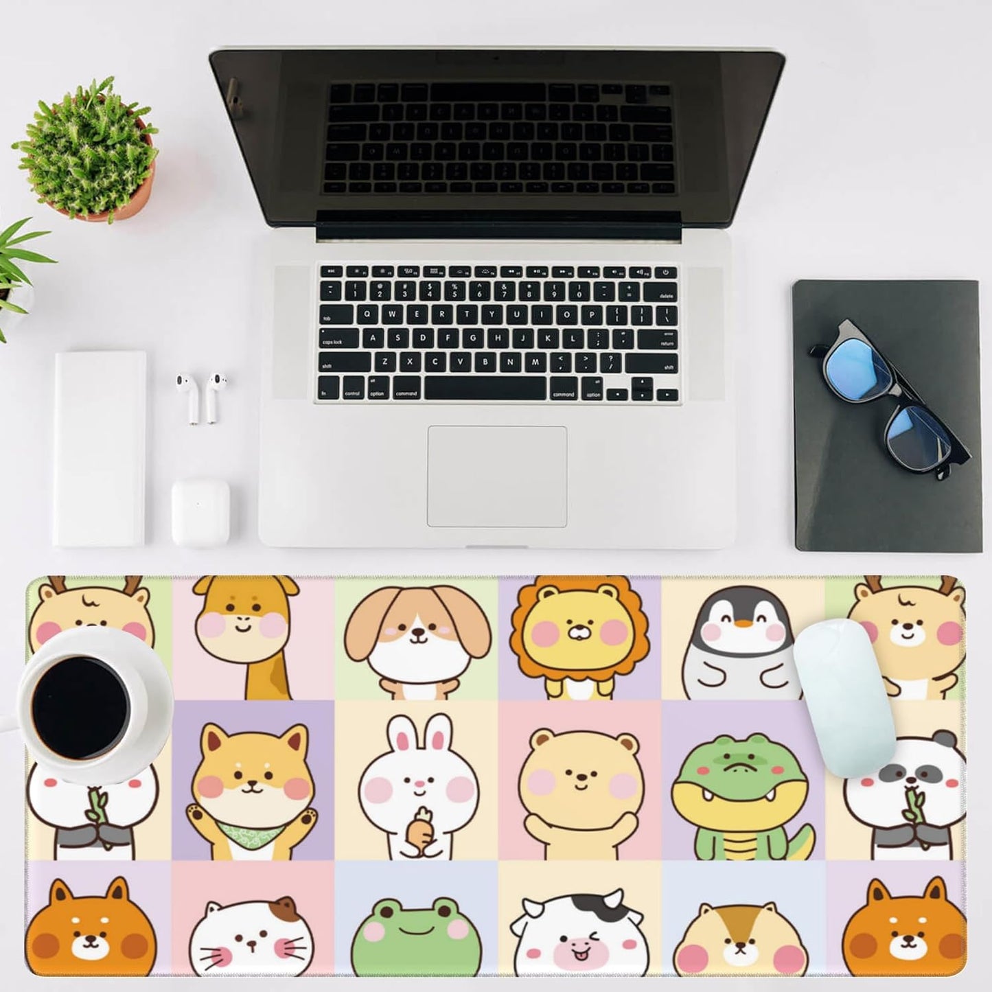 Mouse Pad Large Cute Animals Non-Slip Game Desk Mat with Stitched Edge Laptop Keyboard Desk Pad for Work Home Gaming (35.4 x 15.7 Inches)