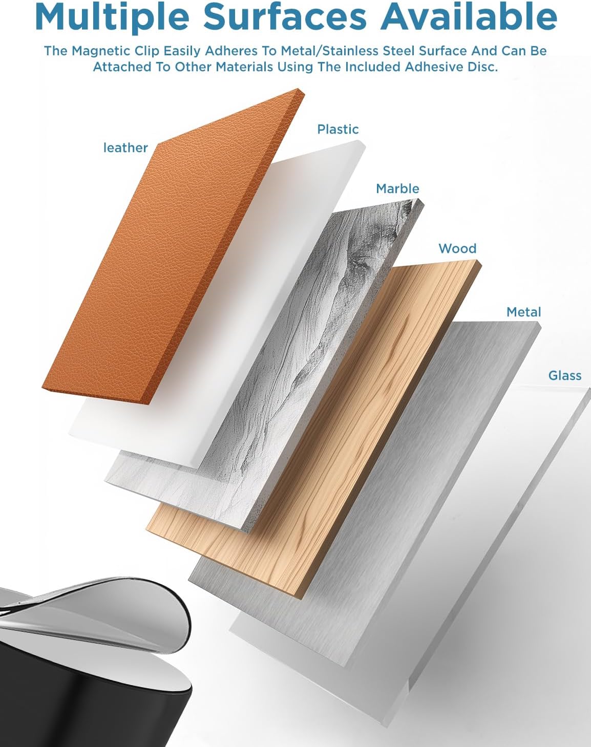 Magnetic Cord Holder Metal Black, Maveek Silicone Cable Clips Magnet Wire Management Cord Organizer for Bedside Table Office Desk Laptop Computer Charging Cables Outdoor Indoor (5 Piece)